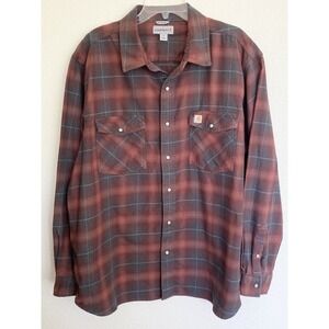 Carhartt Pearl‎ Snap Shirt Mens XL Hamilton Rugged Flex Plaid Work Stretch Red